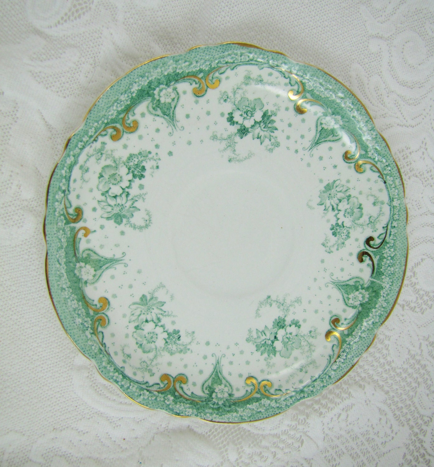 Antique Alfred Meakin Teacup Selwyn Pattern- Royal Semi-Porcelain, 1891-1930, Green Floral