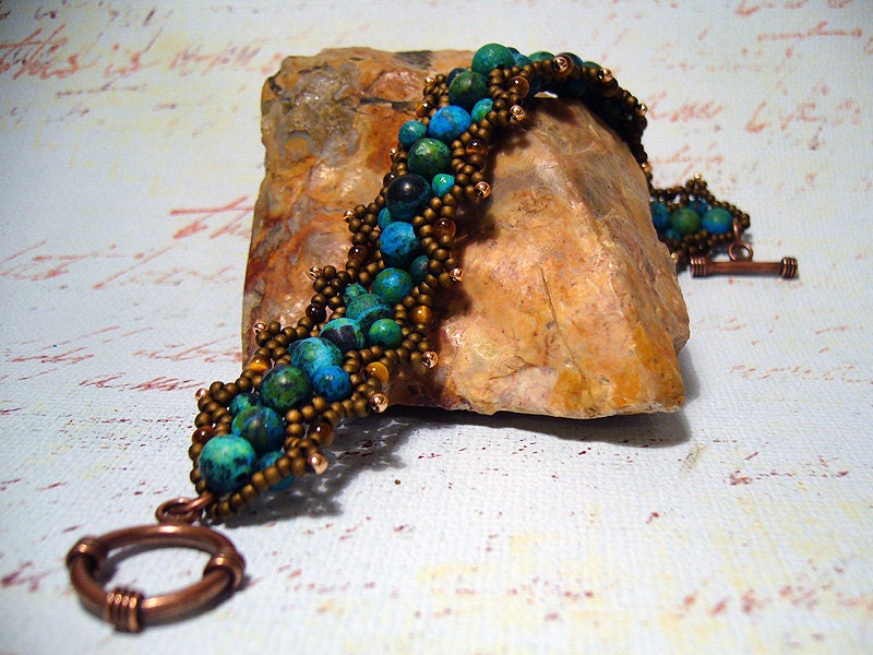 Gaia - Australian Jasper, Tiger's Eye and Copper Beaded Bracelet