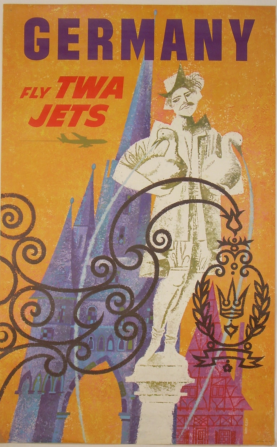 Original David Klein Twa travel poster for Germany