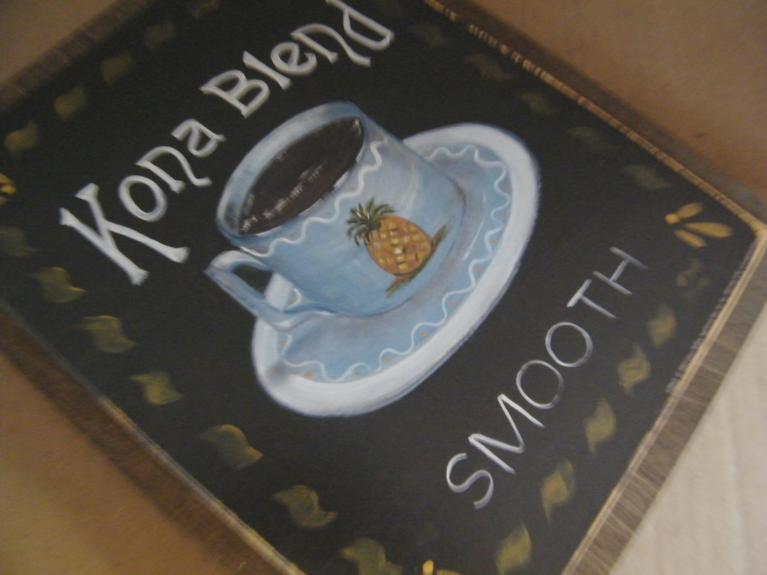 COFFEE Kona Blend Country Retro Primitive KITCHEN Decor Sign FREE Shipping 9x11