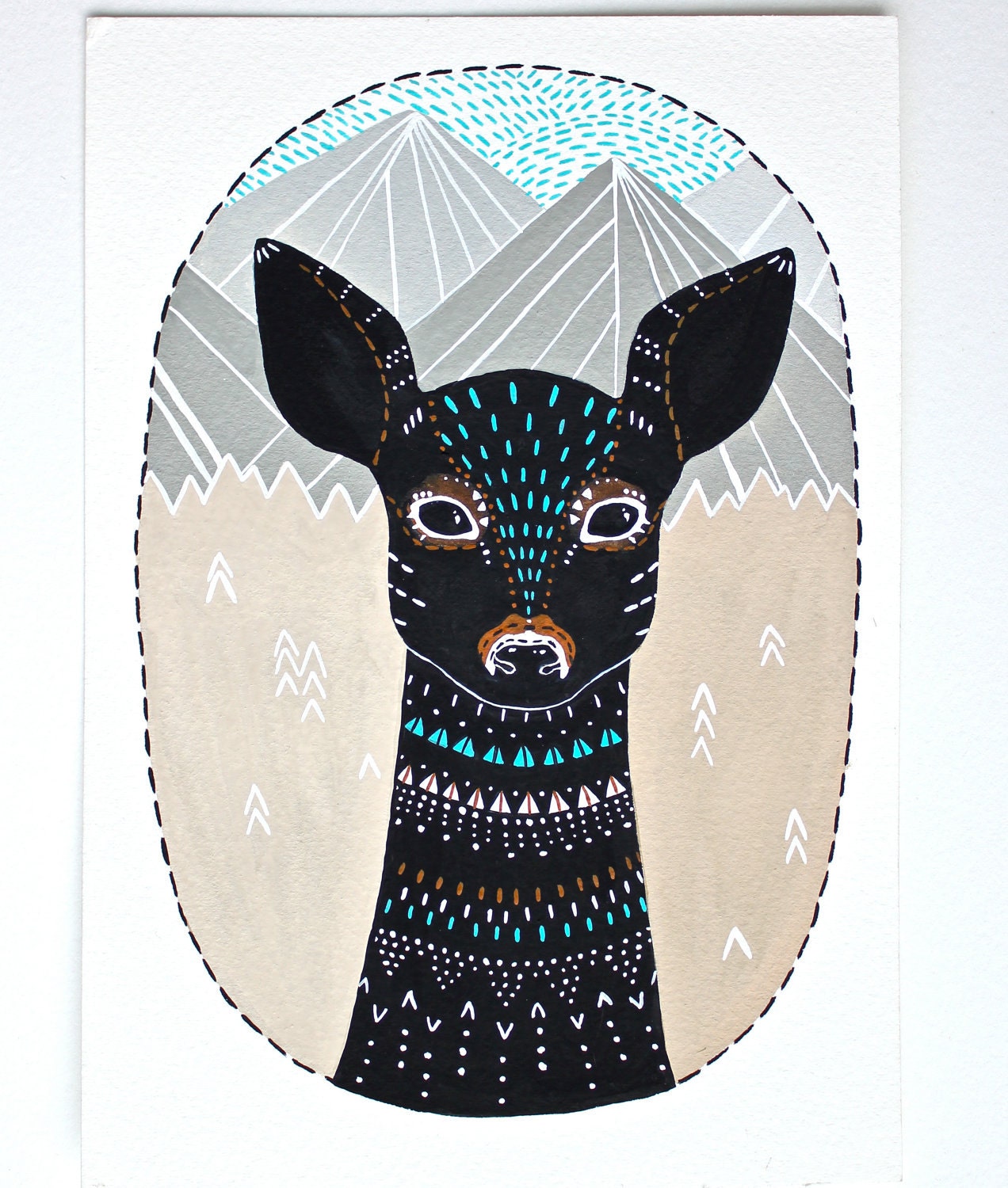 Deer Illustration Painting - Watercolor Art - Archival Print 5x7 - Little Fawn Masika