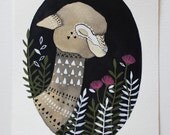 Llama Illustration Painting - Watercolor Art - 8x10 Archival Print - Wren the Wandering Llama