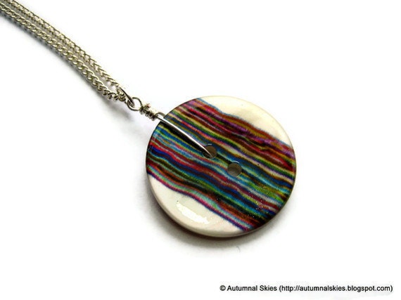 Stripey Button Necklace