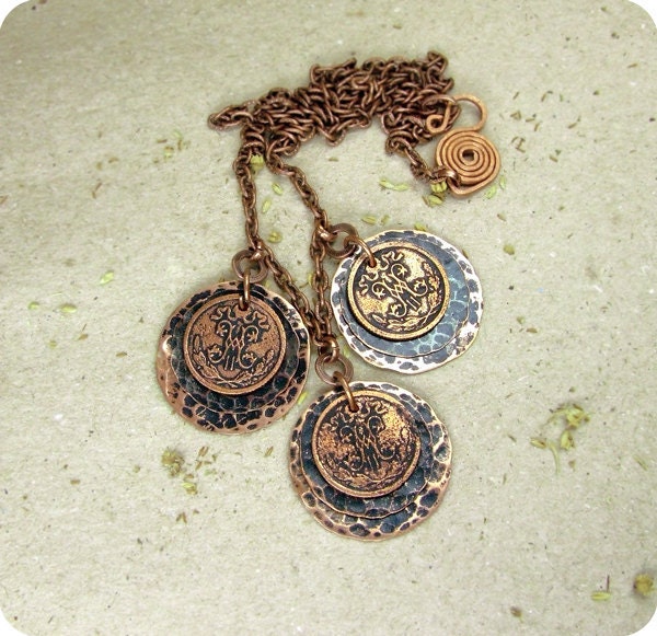 Copper Coin Necklace Antique Style