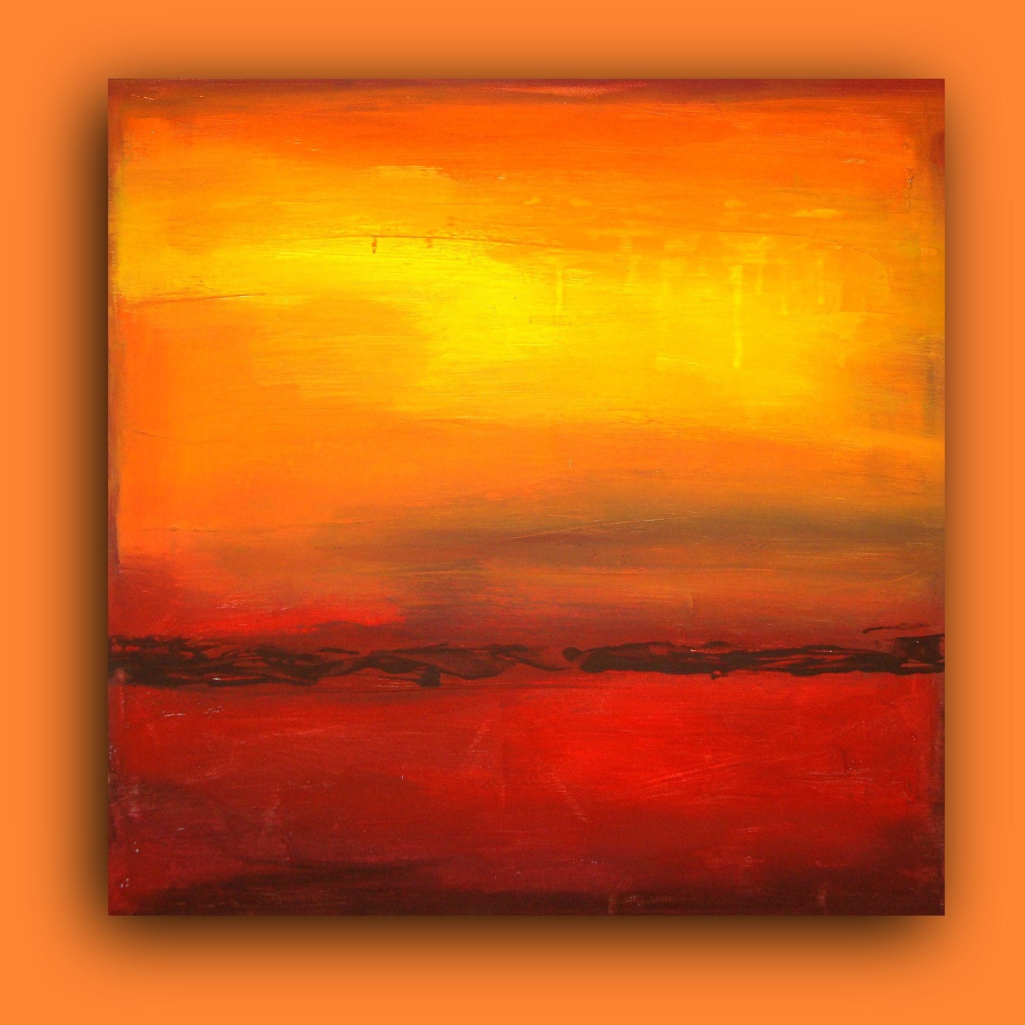 ABSTRACT Acrylic Abstract Painting Fine Art Textured Modern Painting Title: Summer Sun 30x30x1.5" by Ora Birenbaum - OraBirenbaumArt