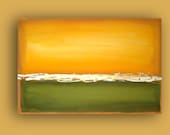 ORIGINAL Mustard and Olive Original Large Abstract Acrylic Modern Fine Art Painting 24x36x1.5" by Ora Birenbaum
