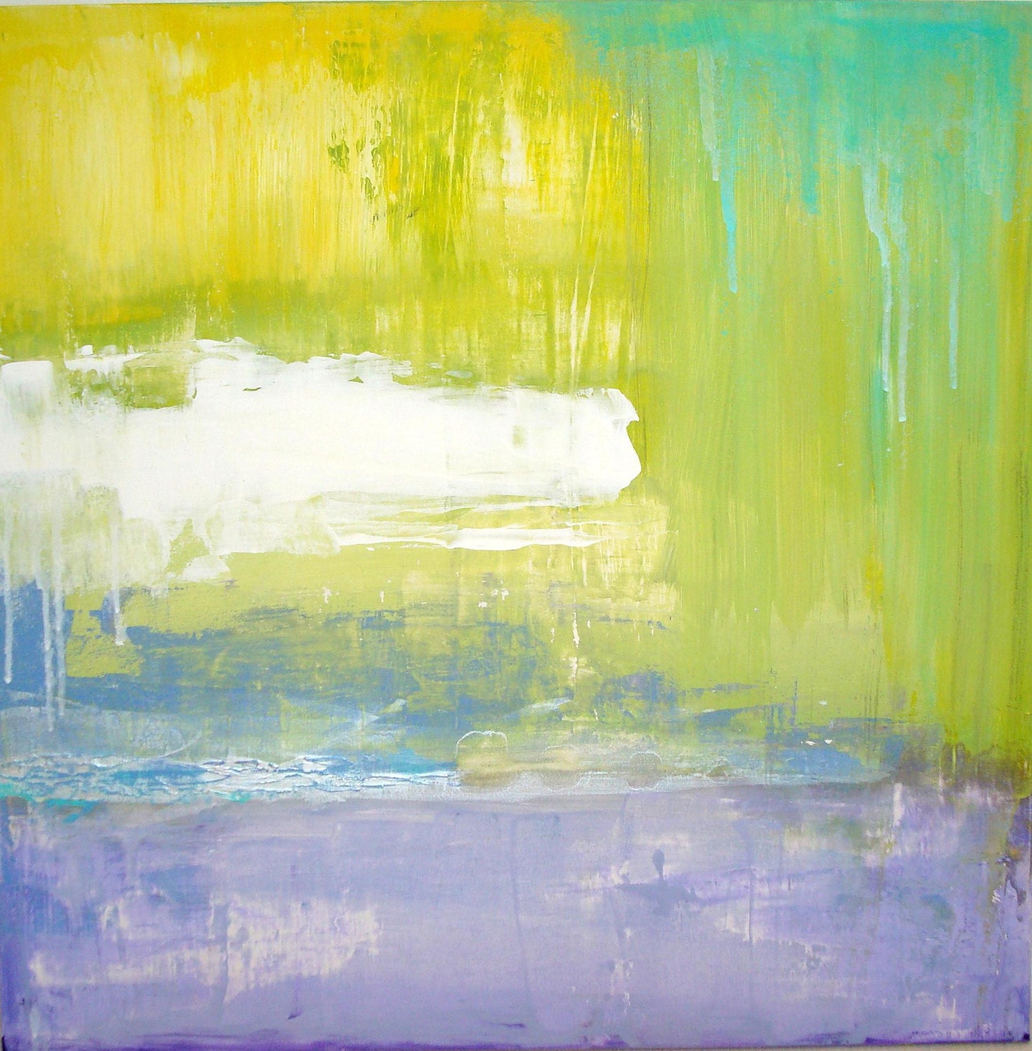 ORIGINAL ABSTRACT WATERLILY. Contemporary Fine Art Abstract Textured Painting Modern Acrylic Art 24x24x1.5" by Ora Birenbaum