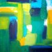 ORIGINAL Blue and Green Abstract Acrylic Painting on Gallery Canvas Titled: UPTOWN. 30x30x1.5" byOra Birenbaum Abstract.