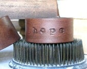 Leather Cuff / Bracelet, HOPE, Hand Stamped