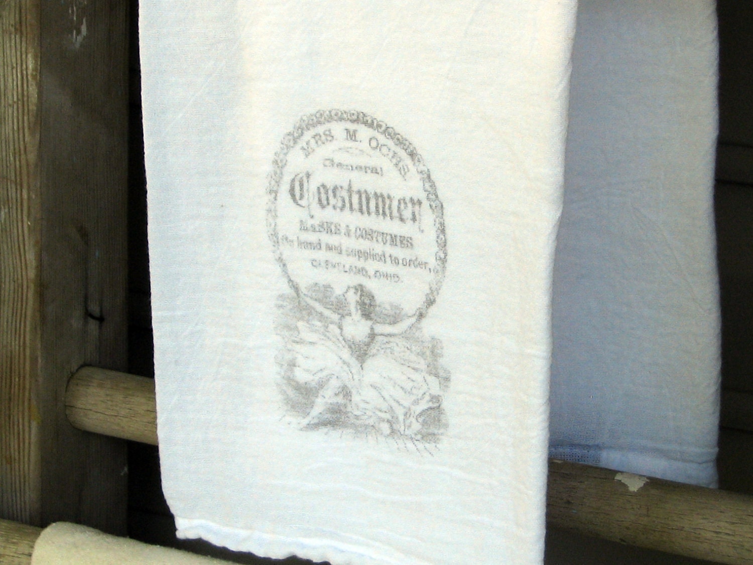 Vintage Flour Sack Tea Towel, Costumer Advertisement, Cotton Tea Towel