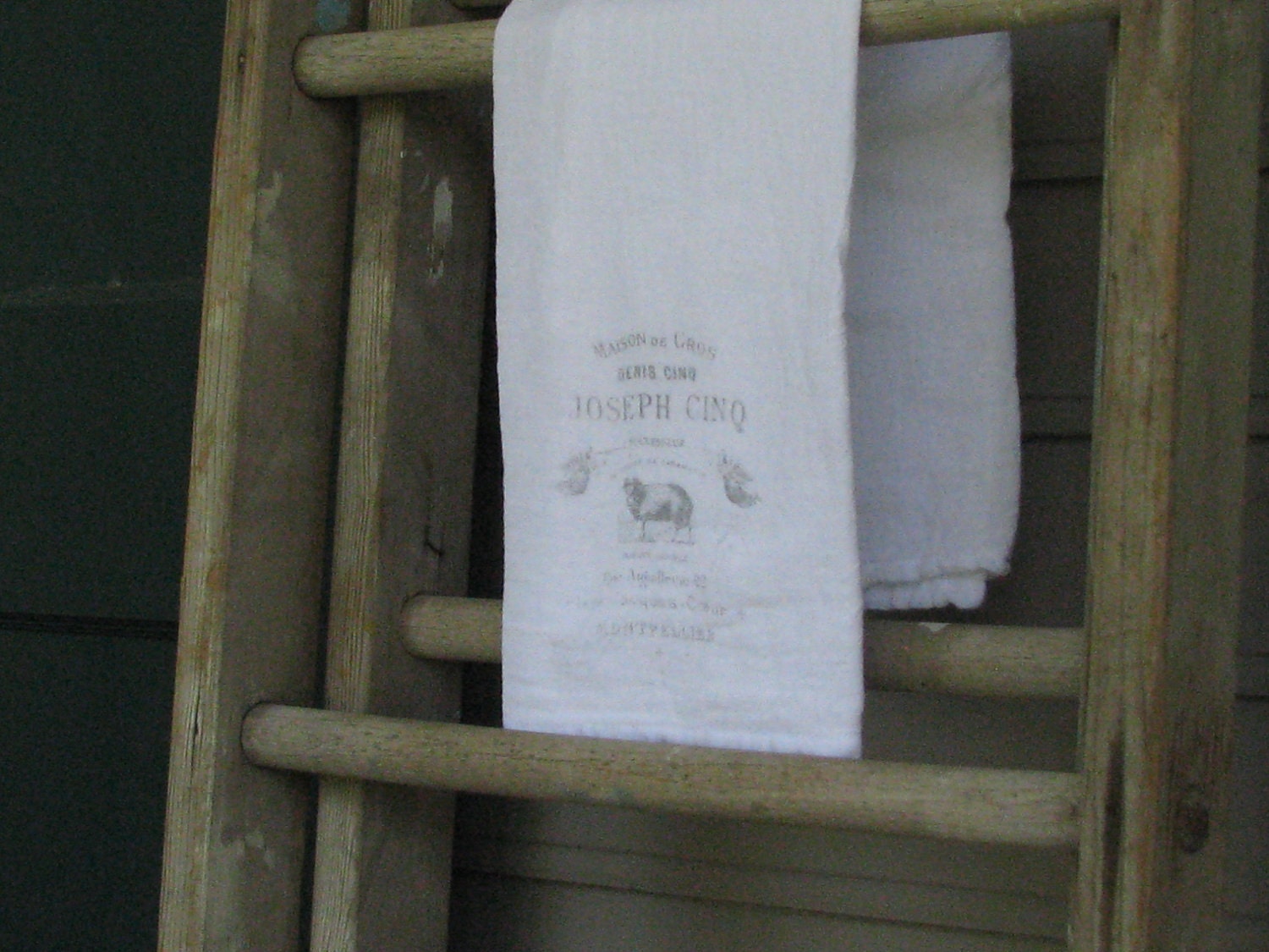 Vintage Flour Sack Tea Towel, French Sheep Advertisement, Cotton Tea Towel