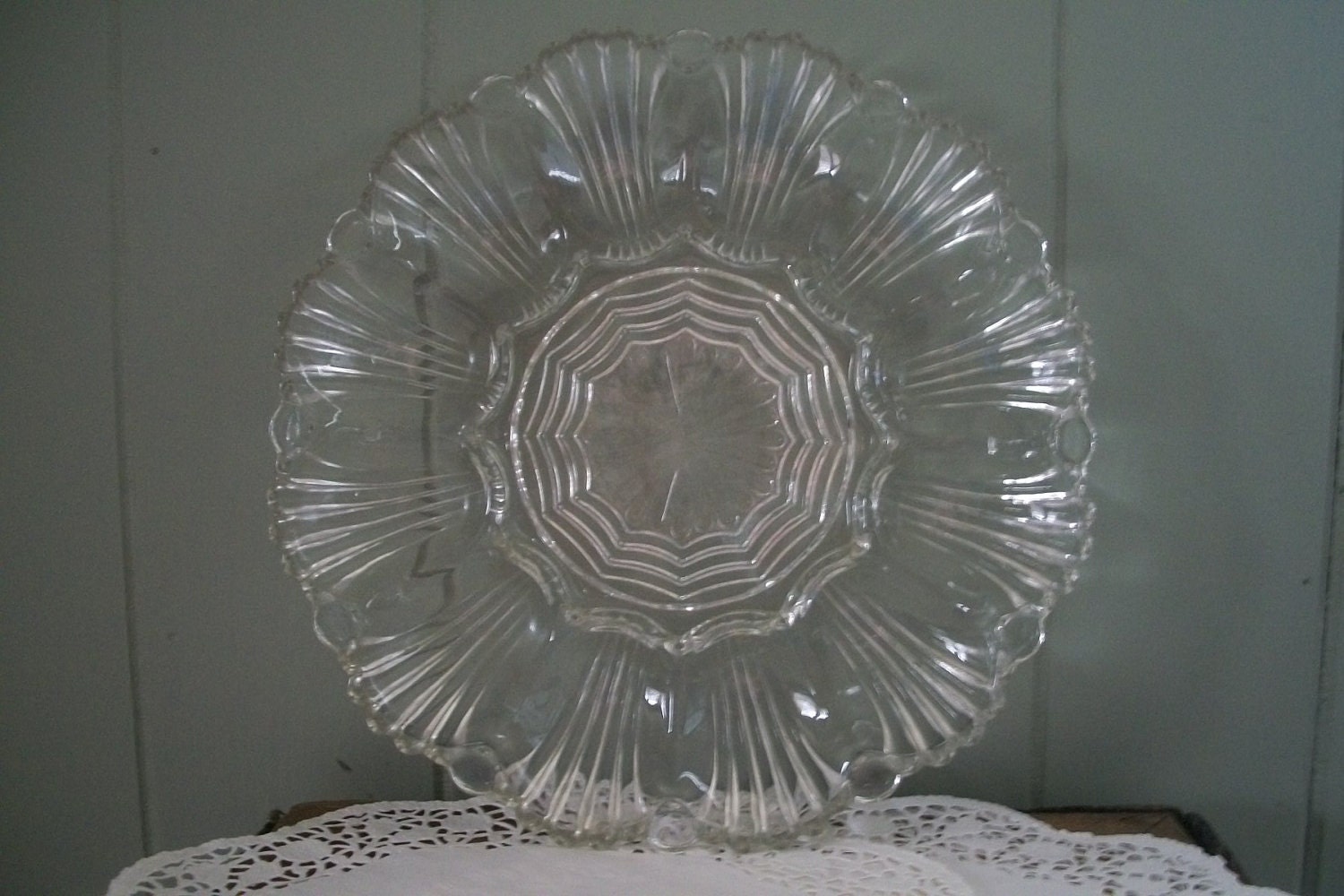 Vintage Clear Depression Glass Deviled Egg by rustygoldvintage