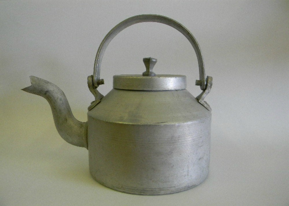 Primitive Aluminum Coffee Tea Kettle with Lid / Aluminum Coffee Tea Pot with Lid