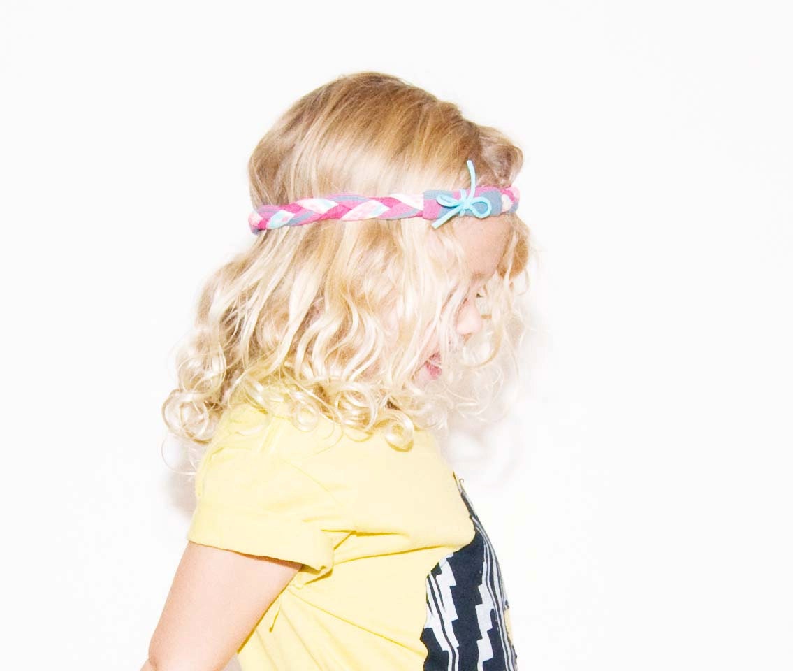 Braided Headband in Slate Pink Maze Print