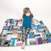Psychedelic Patch Work Crib Quilt Made from Thief&Bandit Hand Printed Organic Jersey Scraps