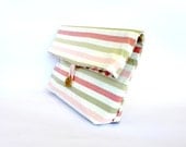 Fold Over Clutch, Handbag, Beige and Pink Clutch, Spring Fashion, Cosmetic Bag, Make up Pouch - MADE TO ORDER