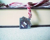 Philadelphia Phillies Crochet Bookmarker - Red & White MLB Book Thong with Official Silver Charm - Great gift for boys or men