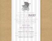 Baby Shower Invitation -- Vintage Baby Carriage - Boy Girl or Gender Neutral