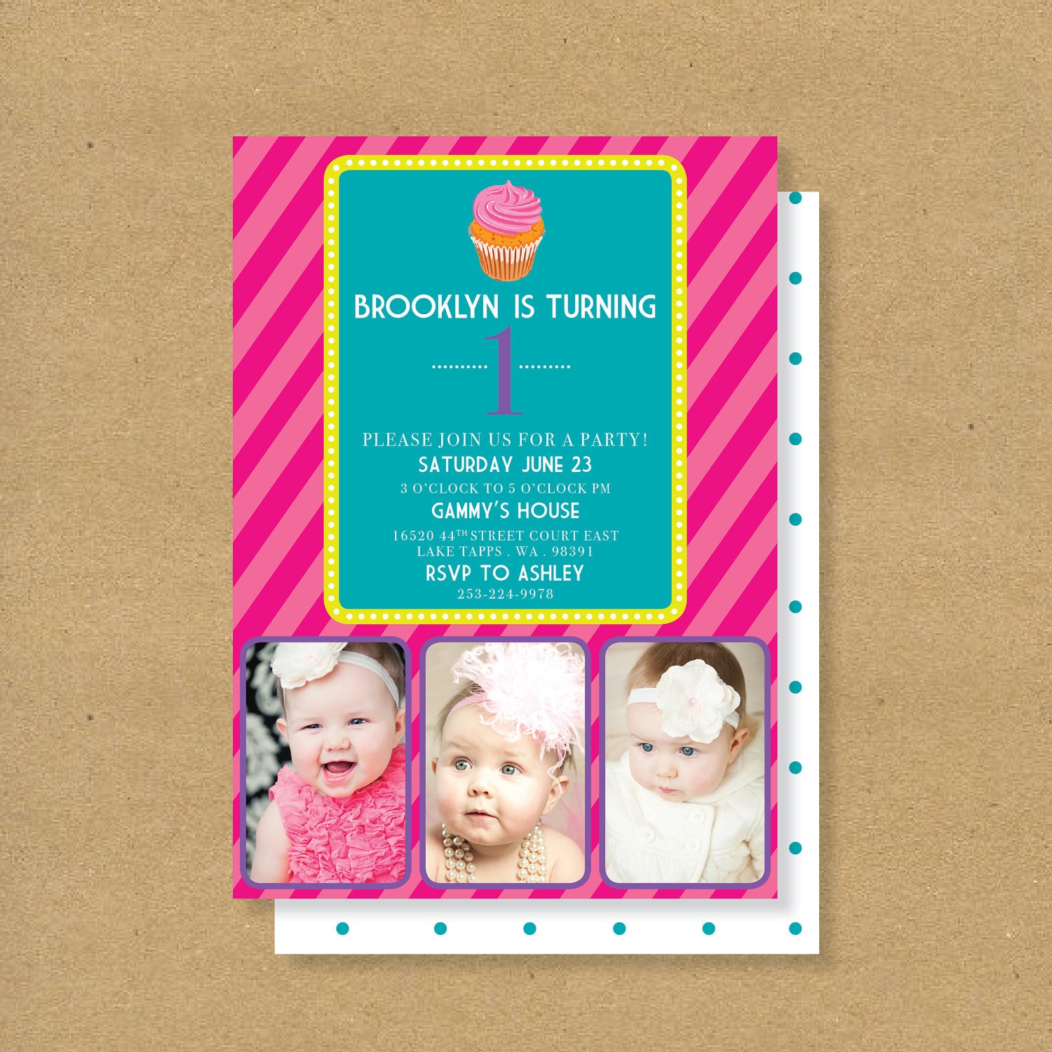 GIRL Birthday Invitation // CUPCAKES and CANDY