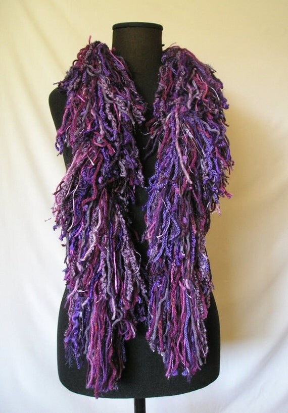 Items similar to Boa Crochet Fringed Scarf on Etsy
