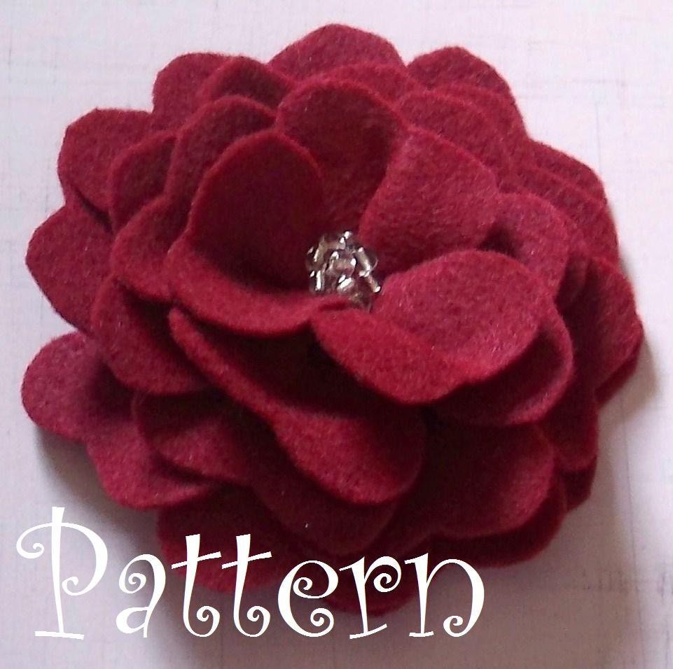Flower Hair Clip Tutorial -Felt Beaded Rose PDF Hair Clip Pattern Brooch  ebook How To Rose Pattern