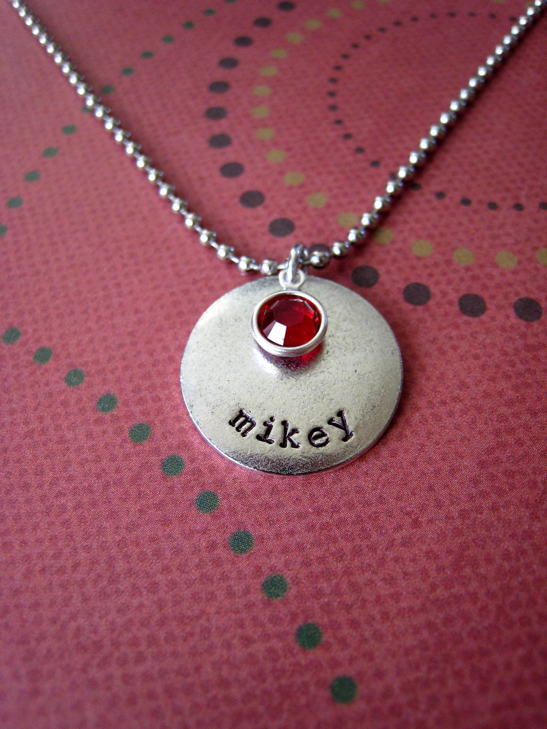 Personalized hand stamped metal mother's necklace with birthstone or freshwater pearl silver child's grandmother's too