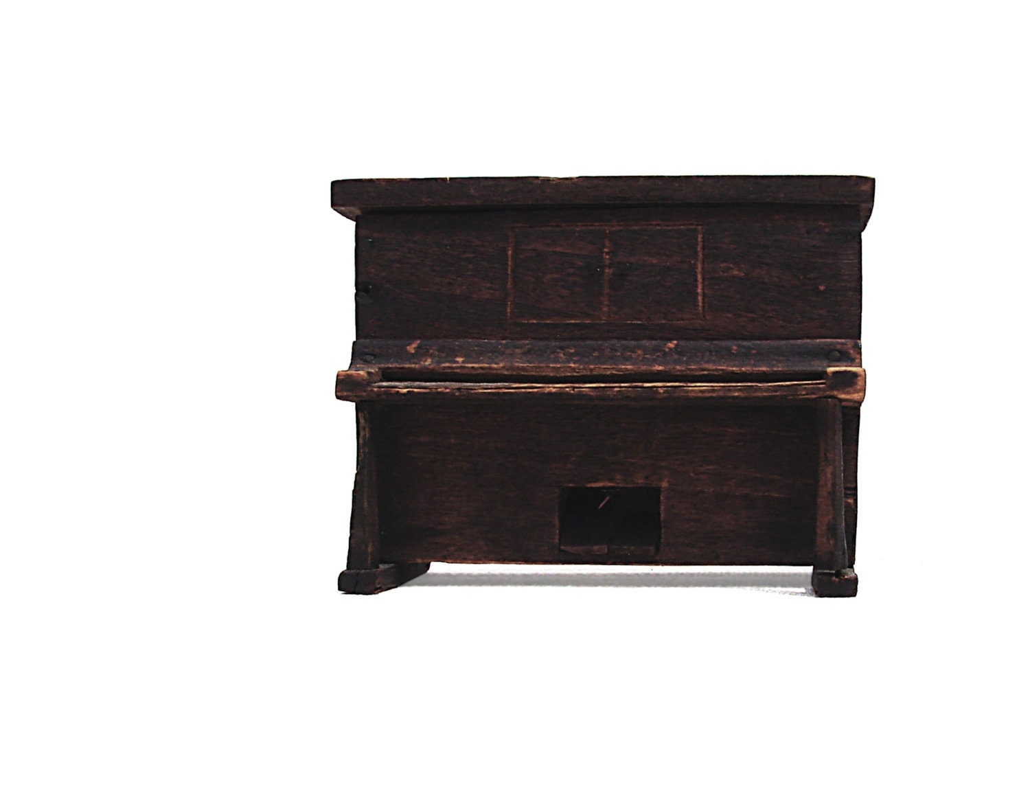 Mini Piano Folk Art Primitive - Handmade Rustic Wooden Miniature Piano - Antique & Wonderful