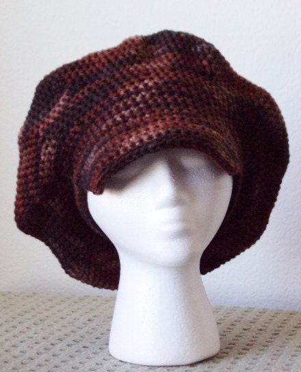 Crochet Newsboy Hat In Earthy Color Tones