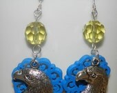 Georgia Southern Eagles Inspired Blue Wooden Earrings