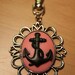Black On Pink Anchor Silhouette Cameo Keychain w/ Lobster Clasp