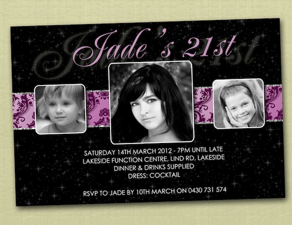 Personalised Bling Birthday Invitations 16th 18th 21st 30th - You Print Il_570xn