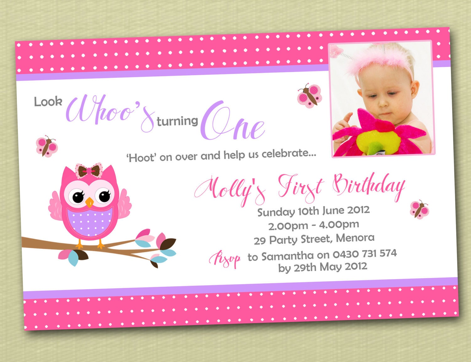 Photo Personalised Owl Birthday Invitations - You Print Il_570xn