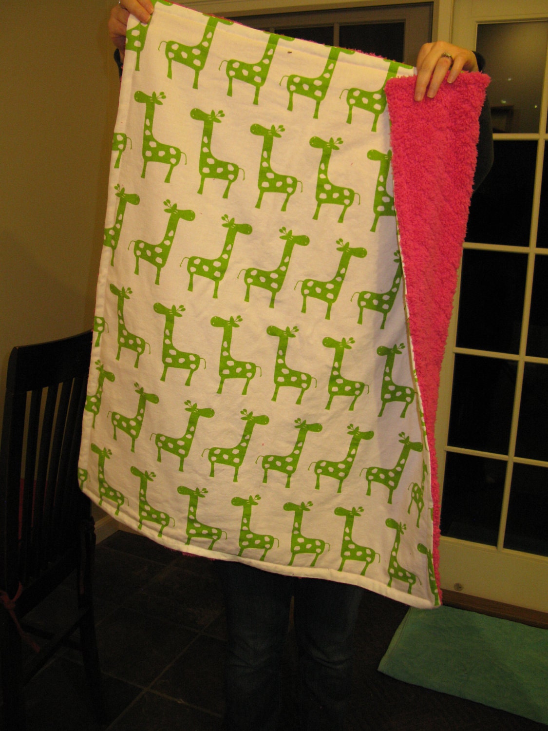 Giraffe Stroller Blanket with Cuddle MInky
