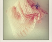 Peach Scarf , Hand Knitted and crocheted scarf for women,