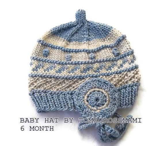 Baby Boy Hat Pure Silk - High Quality Natural Product - Size 6 Month - Knit In Switzerland By Tom's Grossmami