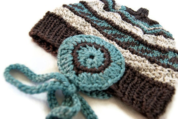 Baby beanie hat with earflaps, baby bonnet, soft silk, blue, preemie clothing