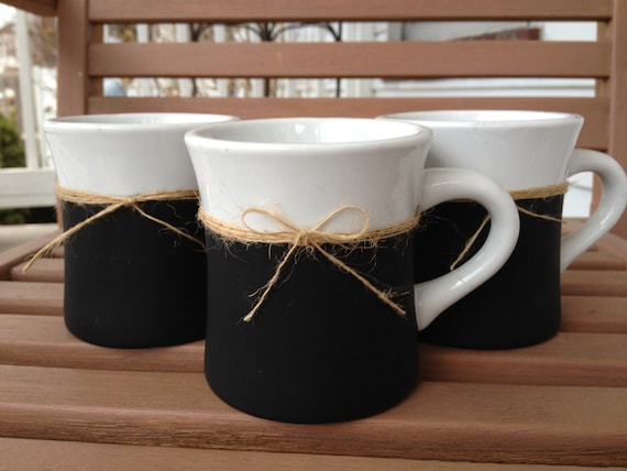 Chalkboard and Burlap Mug / Black / White / Custom Order / Chalk board / Teacher Gift / Wedding / Birthday