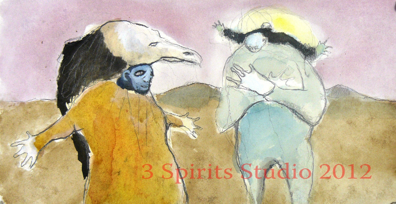 Original Drawing with Watercolor- "Surrendering Truth"