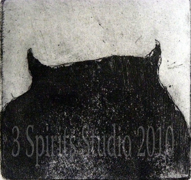 RESERVED Happy Birthday Beth from Mom and Dad Bedtime Thing 1-original etching with aqatint