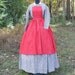 Reproduction Civil War Era Mid 19th Century Red Printed Cotton Pinner Apron