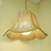 Unique Retro 70s Swag Lamp Tulip Shade Yellow with Grass Cloth Pendant