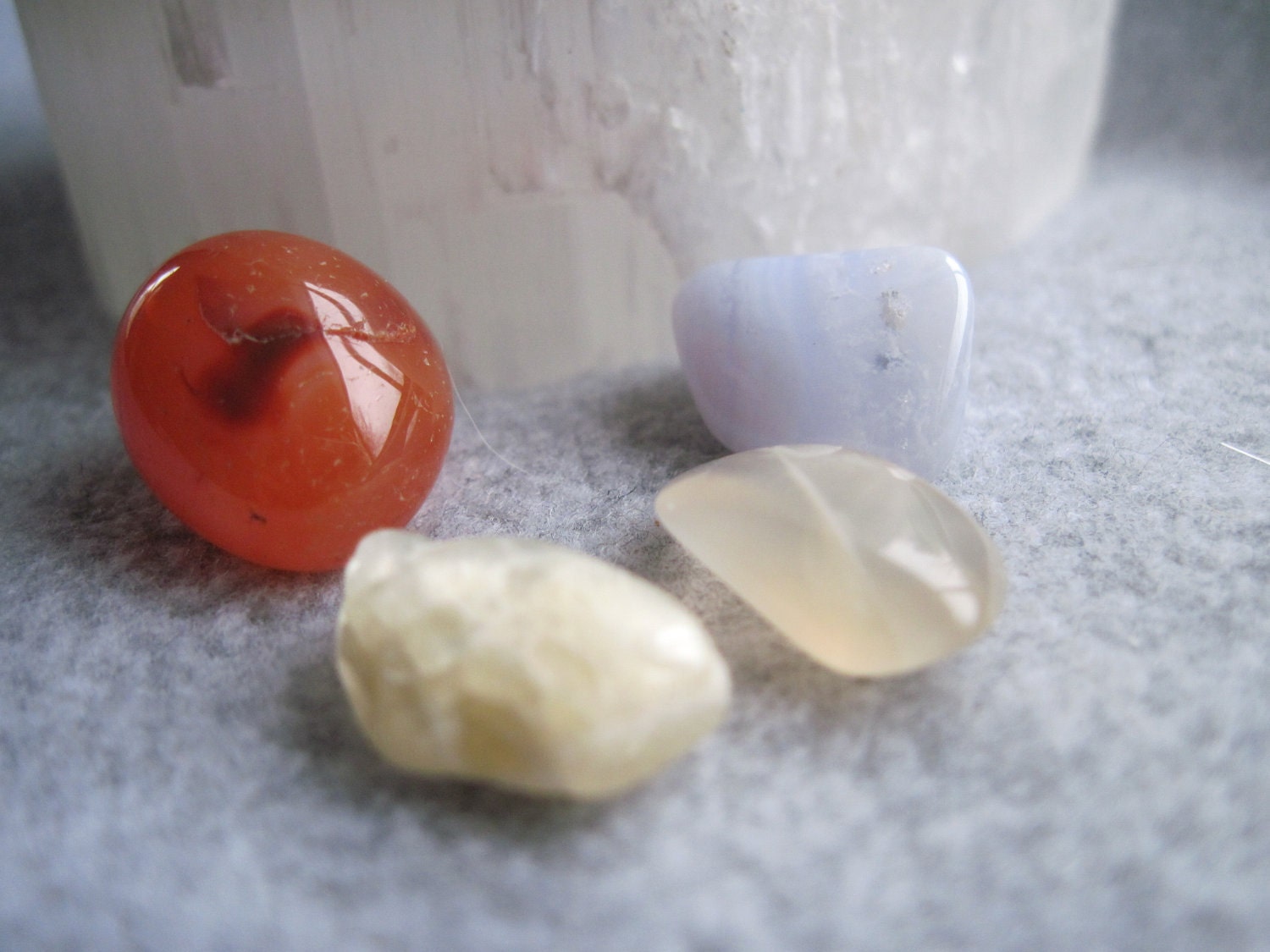Healing Stone Set, Carnelian, Blue Lace Agate & Moonstones