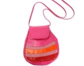 Vintage Stuart Weitzman Crossbody Bag, Pink / Orange / Red Leather 1980s