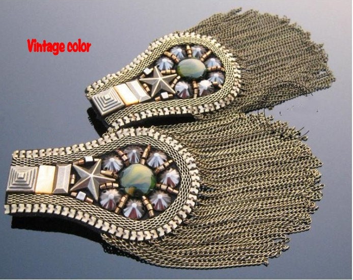 A 001 2pcs  Vintage handmade epaulet / shoulder loop,vintage brooch, badge, clothes accessory  A -001