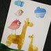 Nursery art giraffe, baby nursery decor, kids art, nursery, kids decor, birds ORIGINAL