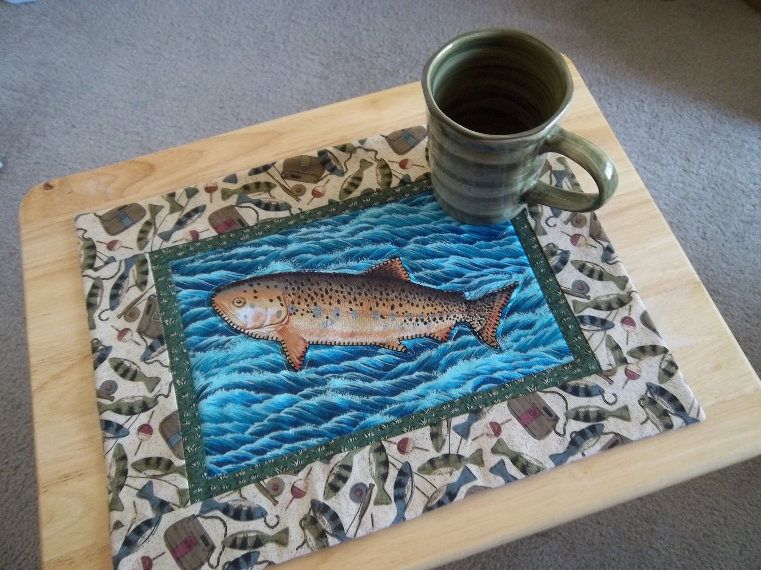 Quilted Mug Rug - Fish Snack Mat