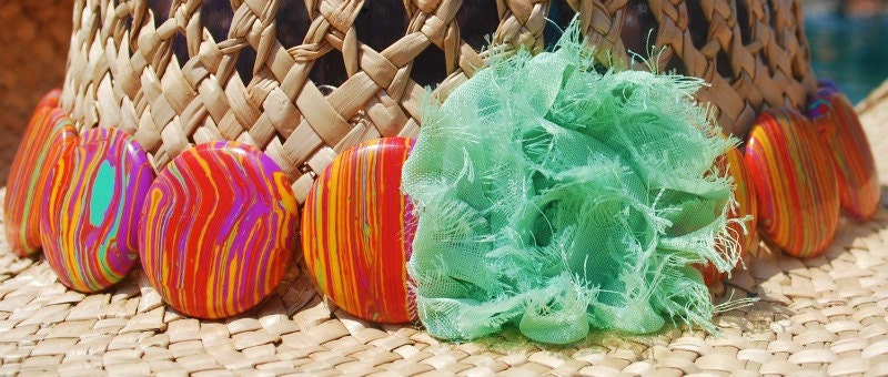 Handwoven Straw Hat with Marbled Band