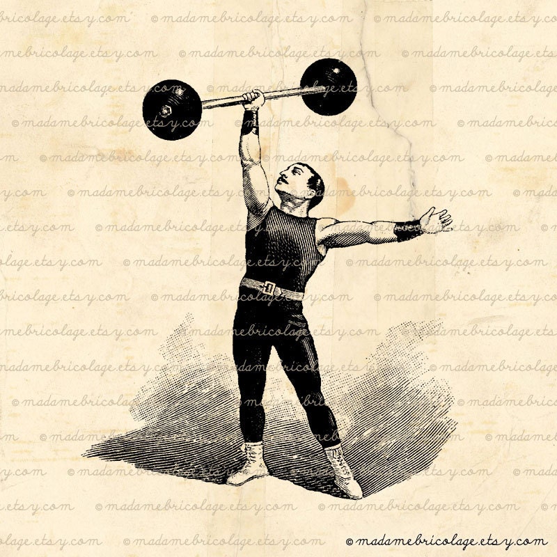 Vintage Athlete, Strongman, Moustache - Digital Download  for Iron on Transfer, Papercrafts, Pillows, T-Shirts, Tote Bags, Burlap, No 00370