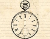 Vintage Pocket Watch, Clock Time Digital Image Download  for Iron on Transfer, Papercrafts, Pillows, T-Shirts, Tote Bags, Burlap, No 00380