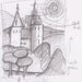 Welsh' Fairytale' castle print Castle Coch, Cardiff Wales from Original Drawing